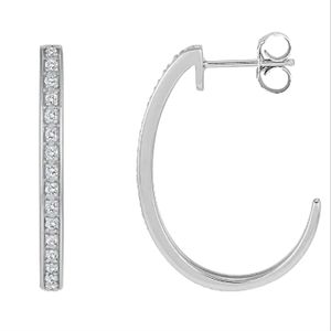 NEW Sterling Silver 1/2 Carat T.W. Diamond C Hoop Earrings
